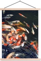 étang plein avec assiette école carpe koi lattes plates vierges 90x120 cm - Tirage photo sur poster textielposter (décoration murale salon / chambre)
