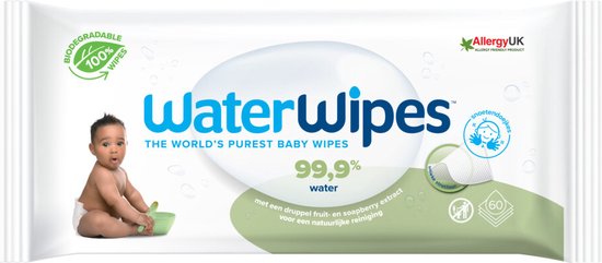 Waterwipes - Snoetenpoetser Soapberry - 1 x 60 Babydoekjes - 99,9% water *Plastic Vrij