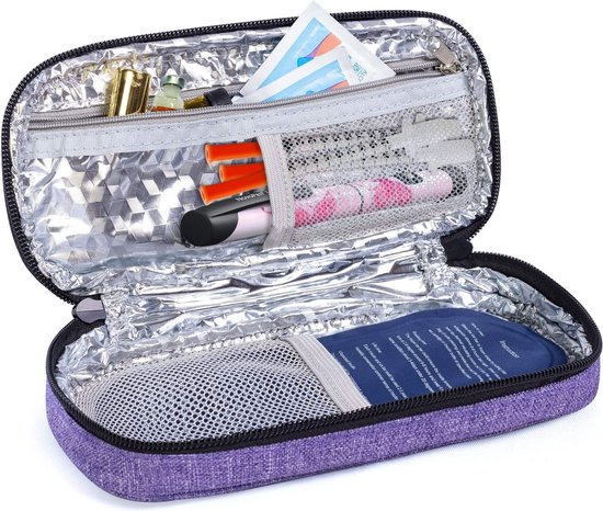 Luxja Insulin koeltas voor onderweg, insulinetas voor insulinepen diabetici, accessoires (alleen tas), lila
