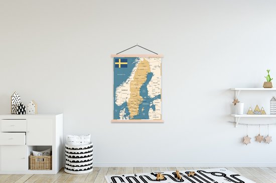Carte et drapeau de la Suède 90x120 cm