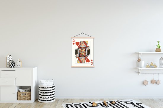 Illustration d'une reine de coeur carte à jouer affiche textielposter lattes vierge 60x80 cm - Tirage photo sur plaque scolaire (décoration murale salon / chambre)