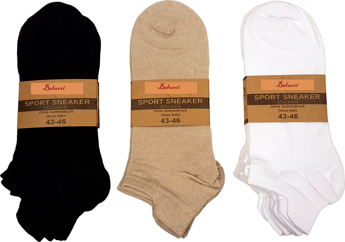 Belucci Sport Sneakersokken 9 Paar Assorti Kleuren Maat 35/38