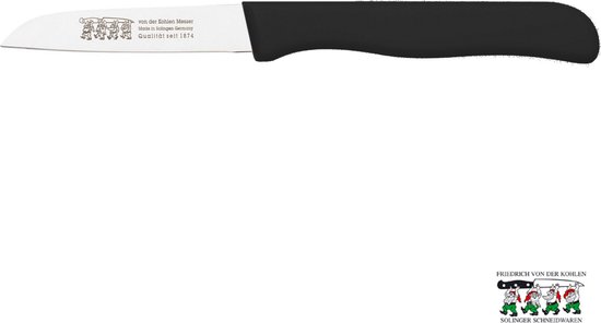 Couteau d'Office Von Der Kohlen Droit - Manche Plastique - Lame Acier Inoxydable - Zwart