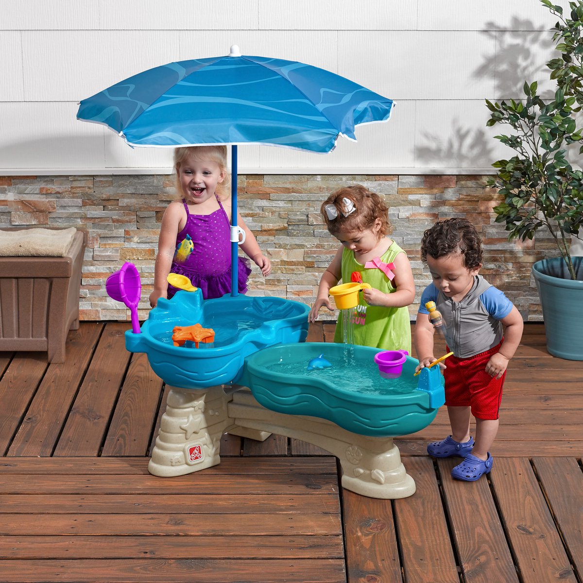 Step2 Spill and Splash Watertafel - Met 11 accessoires en parasol - Waterspeelgoed voor kind - Activiteitentafel met water voor de tuin / buiten — afbeelding 15