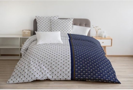 Home Linge Passion, Déco-de-maison dekbedovertrek, 3-delig, 100% katoen, 57 draden, 2 personen, 240 x 260 cm, camopi, wit