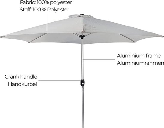 Helios&Hestia 270 cm dubbelpuntige markt, tuinparasol, terrasparasol, marktparasol, tuinscherm