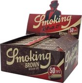 Smoking Brown Filter Tips Medium Tips voor lange vloei - vloeipapier - vloeipapier– 50 stuks (per doos)