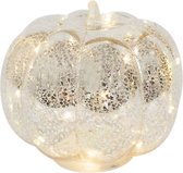 Glazen pompoen met ledlicht- Ø 18 x 16 cm- Herfst- Decoratie- Herfst decoratie- Halloween- Zilver
