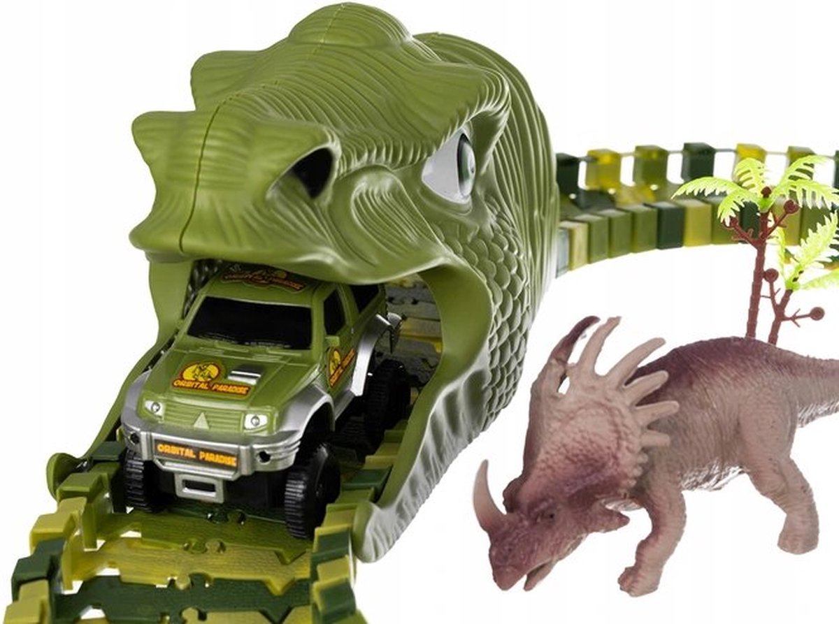Dinosaurus Flexibele Racebaan Autobaan 229 Delig met AA Batterijen - Auto Racebaan met een Auto, Dinosaurussen, Bomen - Autobahn - AutoRacebaan - Eenvoudig te monteren - Eindeloos combineren - Veel Speelplezier — afbeelding 18