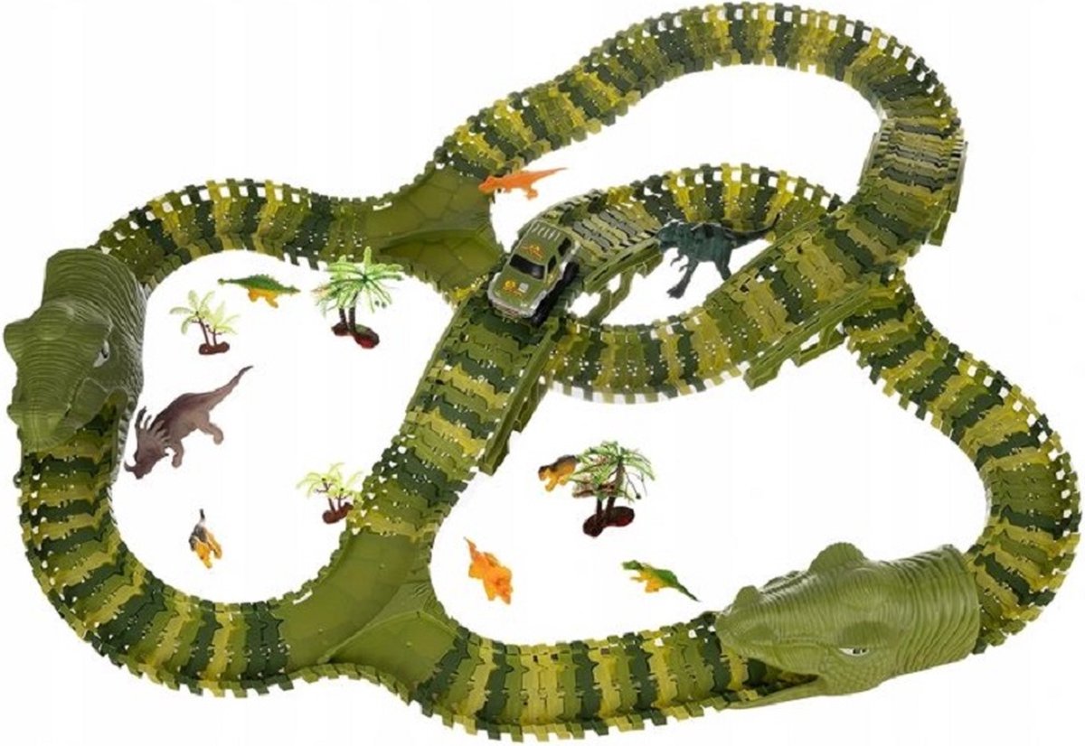 Dinosaurus Flexibele Racebaan Autobaan 229 Delig met AA Batterijen - Auto Racebaan met een Auto, Dinosaurussen, Bomen - Autobahn - AutoRacebaan - Eenvoudig te monteren - Eindeloos combineren - Veel Speelplezier — afbeelding 15