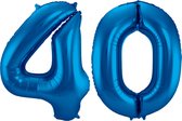 Ballon Cijfer 40 Jaar Blauw Helium Ballonnen Verjaardag Versiering Cijfer Ballon Feest Versiering Met Rietje - 86Cm