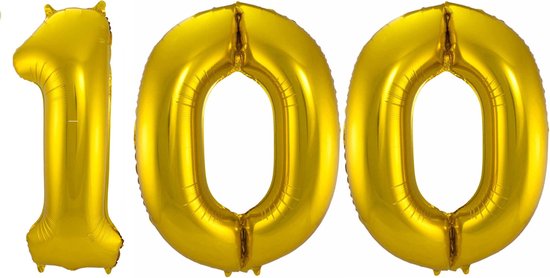 Ballon Cijfer 100 Jaar Goud Helium Ballonnen Verjaardag Versiering Cijfer Ballon Feest Versiering Met Rietje - 86Cm