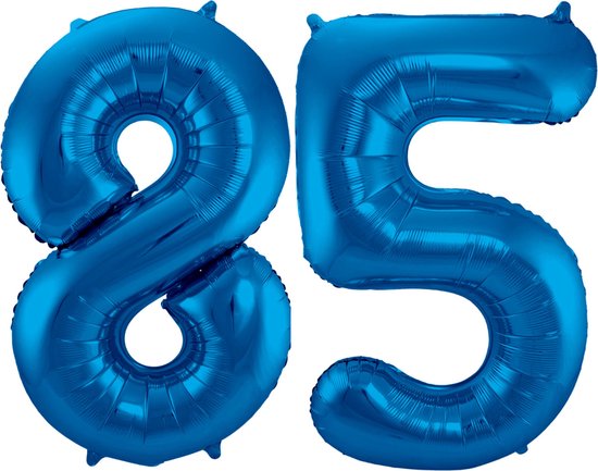 Ballon Cijfer 85 Jaar Blauw Helium Ballonnen Verjaardag Versiering Cijfer Ballon Feest Versiering Met Rietje - 86Cm