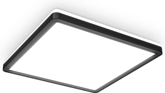 B.K.Licht - LED Paneel - plafondlamp - zwart - plafoniere - l: 29.3cm - 4.000K - 2.400 lumen - 18W LED