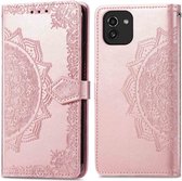 iMoshion Hoesje Geschikt voor Samsung Galaxy A03 Hoesje Met Pasjeshouder - iMoshion Mandala Bookcase - Rosé Goud