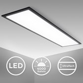 B.K.Licht - Plafondlamp - LED paneel zwart - 25x100 cm - ultraplat plafonnière   bureau lamp - 4000K - 2.200Lm - 22W