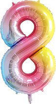 DW4Trading Regenboog Cijfer Ballon 8 - Feestversiering - Decoratie - Helium Ballon - 40 cm