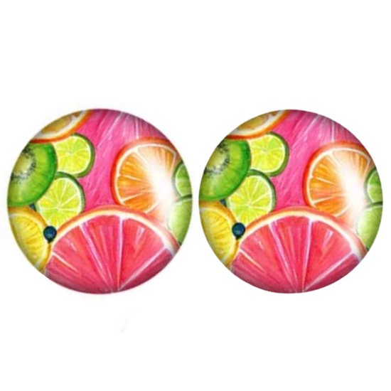 Clip Oorbellen-Tropical-2 cm-Cabochon-Geen gaatjes-Charme Bijoux