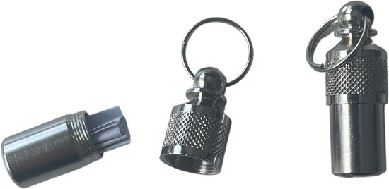 3BMT Naamkoker Adreskoker Halsband - ID Koker voor Hond en Kat - Set van 2 - Zilver