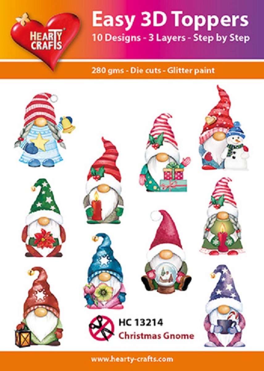 Hearty crafts easy 3D toppers Christmas Gnome