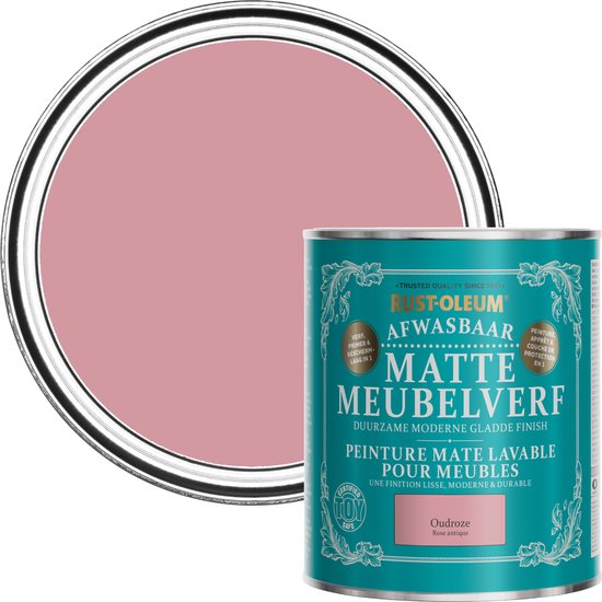 Foto: Rust oleum roze afwasbaar matte meubelverf oudroze 750ml