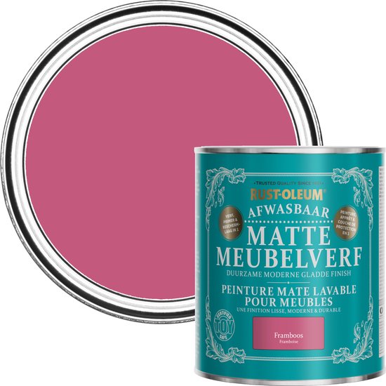 Foto: Rust oleum roze afwasbaar matte meubelverf framboos 750ml