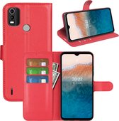 Nokia C21 Plus Hoesje - MobyDefend Kunstleren Wallet Book Case (Sluiting Voorkant) - Rood - GSM Hoesje - Telefoonhoesje Geschikt Voor Nokia C21 Plus