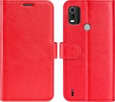 Nokia C21 Plus Hoesje - MobyDefend Wallet Book Case (Sluiting Achterkant) - Rood - GSM Hoesje - Telefoonhoesje Geschikt Voor Nokia C21 Plus