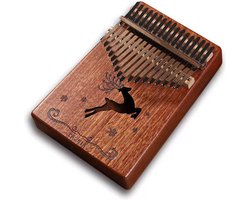 Kalimba Duimpiano 17 Tonen- met Muziekboek en Accessoires- Springend hert