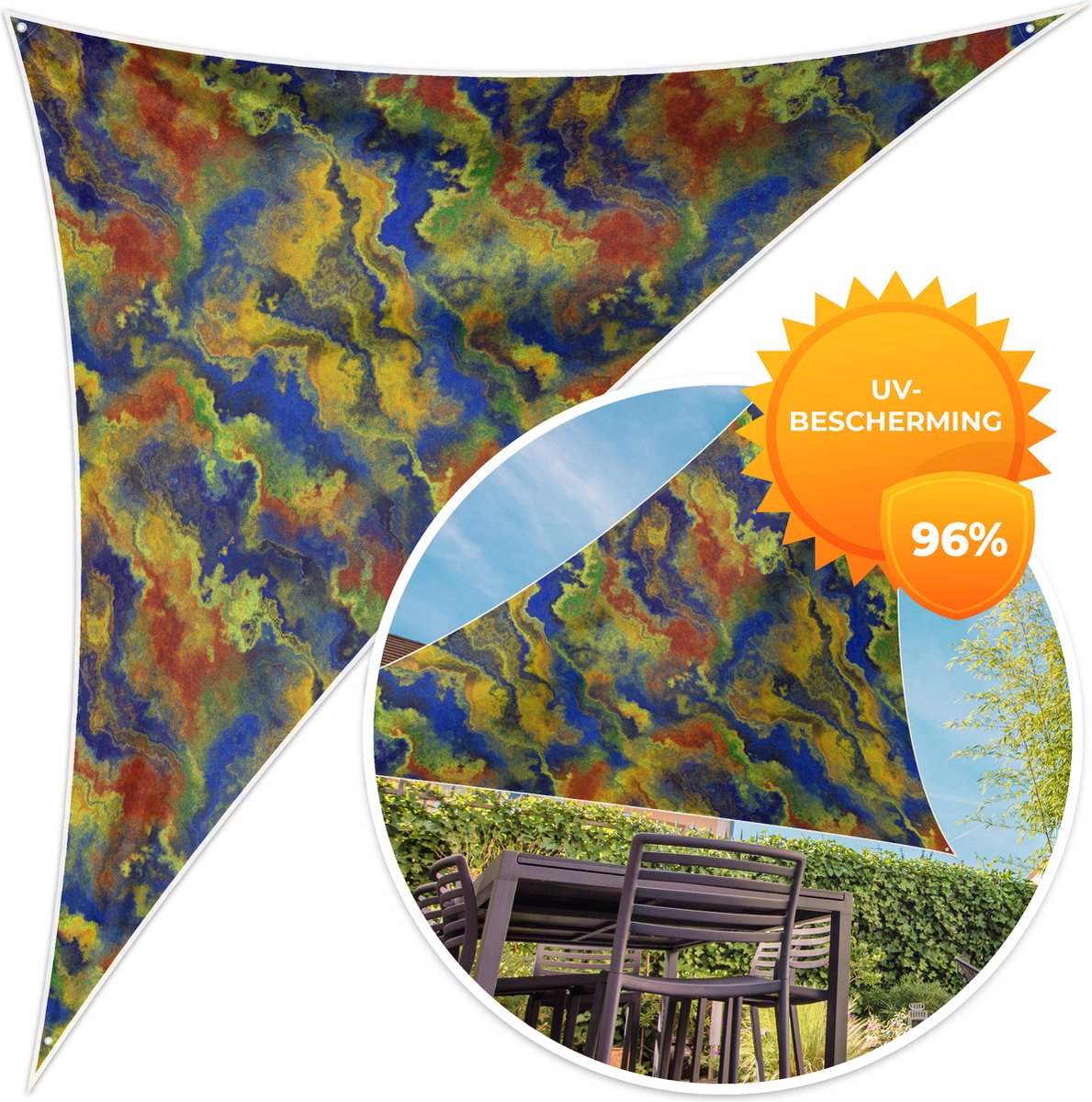 MuchoWow® - Schaduwdoek - Abstract - Patronen - Verf - 96% UV-bestendig - Hoogwaardig polyester - Zonnedoek - Weerbestendig - Tuin - Tarp - 300x300 cm
