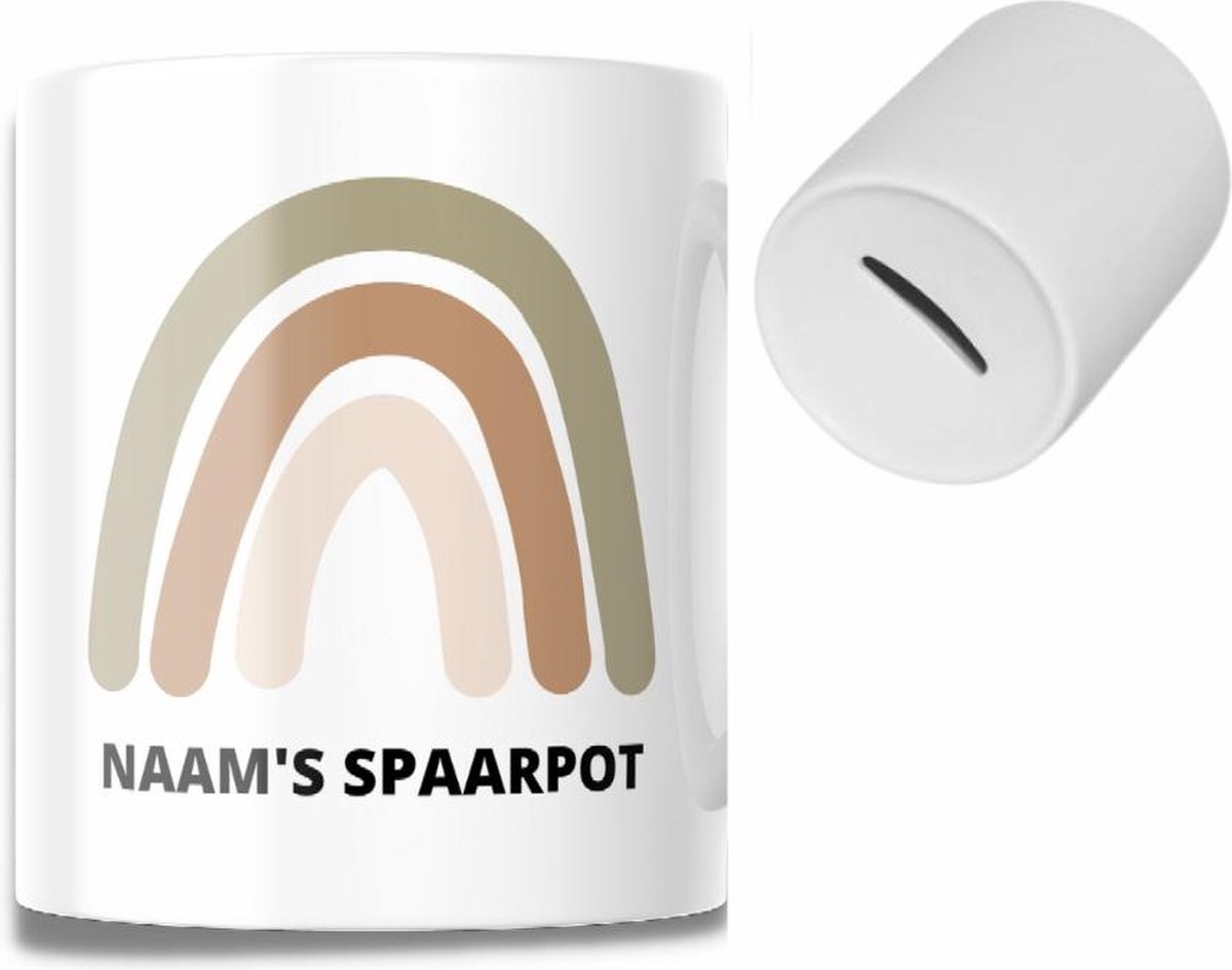 Goedkoopste Gepersonaliseerde spaarpot - Regenboog - Baby - Meisje - Jongen - Kraamcadeau - Geschenk - 350 ML inhoud