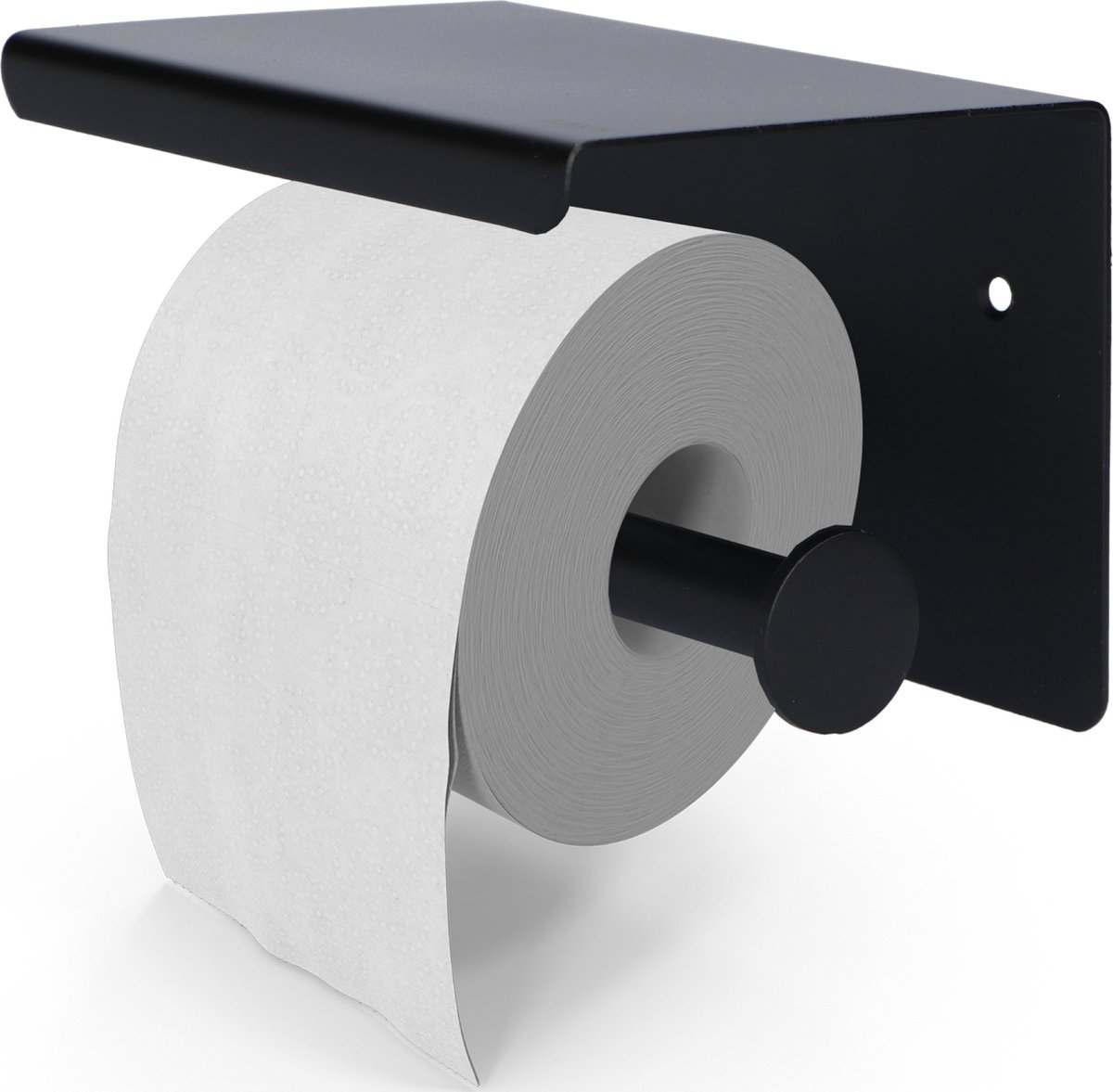 Porte Papier Toilette, Derouleur Papier Toilette Adhesif avec Tablette, 2  Méthodes de Montage (Autocollant ou Perçage), Support Papier Toilette Mural  pour Salle de Bain et Cuisine