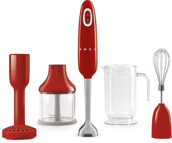 SMEG HBF22RDEU - Staafmixer - Rood - 700W - Met accessoires