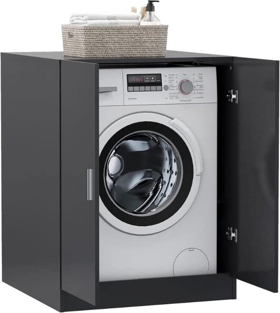 Wasmachine ombouw 71 x 71.5 x 91.5 cm grijs – wasmachine en droger kast meubel – badkamerkast badkamermeubel