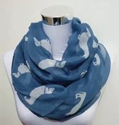 Teckel sjaal - blauw - colsjaal - hond - teckelprint