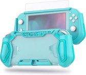 YONO Grip Case geschikt voor Nintendo Switch LITE - Ergonomische Console Hoesje met Screen Protector Glas - Beschermhoes Accessoires - Turquoise