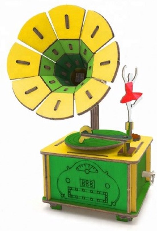 Bouwpakket Muziekdoosje Speeldoosje Grammofoon Balletdanseres/ Luidspreker- hout van Robotime — afbeelding 2