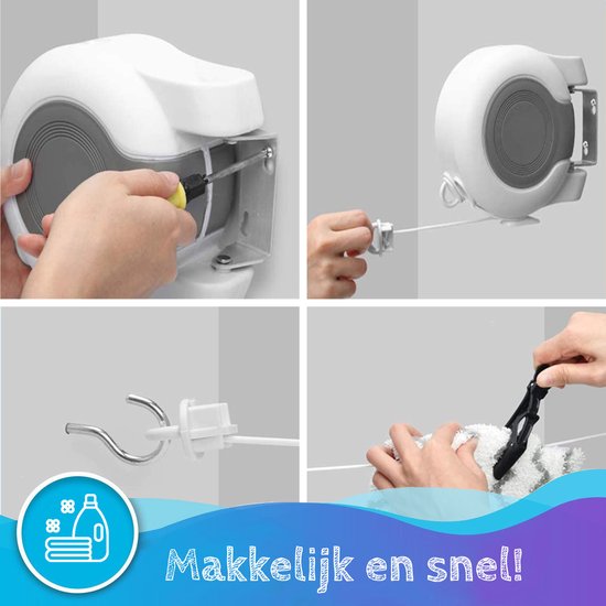 Uitrekbare waslijn - 2 x 13 m - Uitrekbare waslijn - 2 x 13 m- Nederland