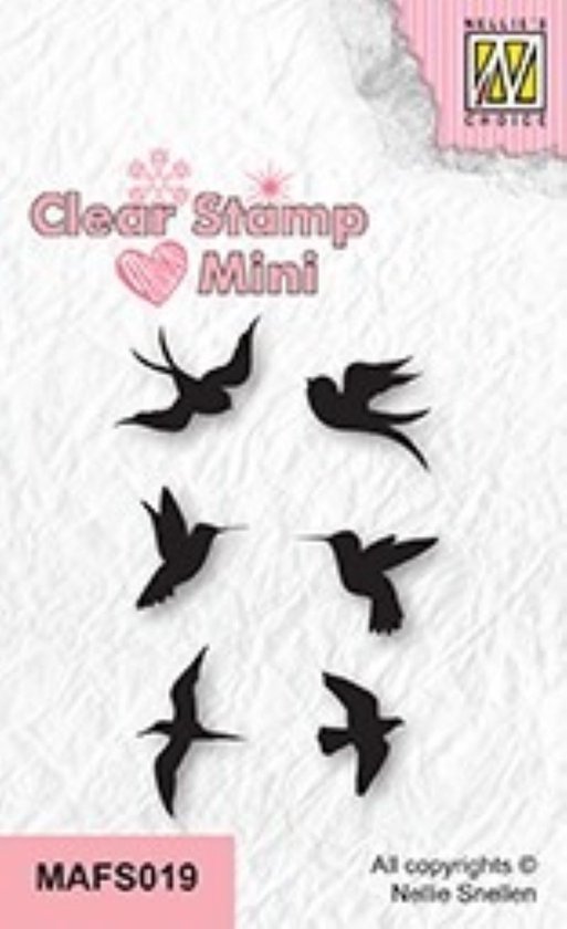 MAFS019 - Nellie Snellen Clear Stamp Birds 2 - stempel mini vogels - small stempels klein vogel