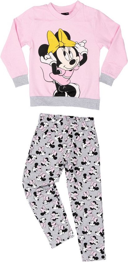 Disney Minnie Mouse Set - Loungeset / Huispak - Roze/Grijs - Maat 110/116