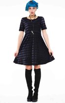 Jawbreaker - Black velvet stripe Skater jurk - S - Zwart