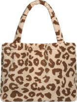 Dames schoudertas - Teddy - Leopard - Shopper - Mom bag - Leopard teddy bag - Trendy - Beige