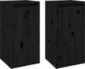vidaXL - Wandkasten - 2 - st - 30x30x60 - cm - massief - grenenhout - zwart