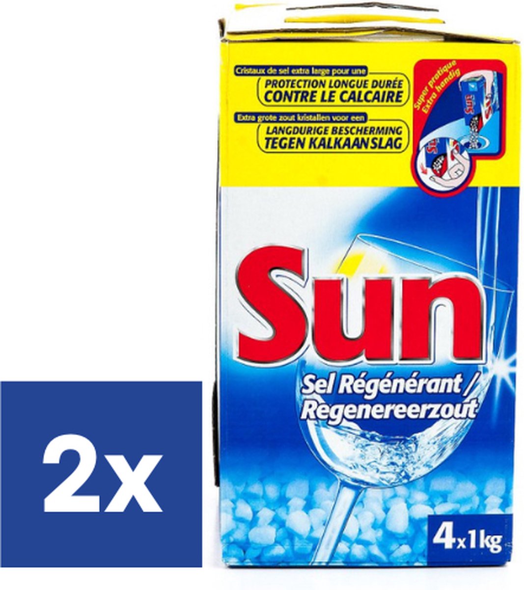 Sun - Sel pour lave-vaisselle - Sel régénérant - Sel pour lave-vaisselle -  2 x 4 (8)