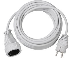 Brennenstuhl kwaliteit kunststof verlengkabel met geaarde stekker en koppeling (verlengsnoer voor binnen met 5m kabel) wit