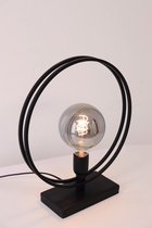 Tafellamp Doppel - tafellamp dubbele ring - 1xE27 - mat zwart metaal