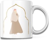Akyol - Mok - Beker - Islamitisch - Hijaab - Meisje - Vrouw - Zuster - Cadeau - Geschenk  - Lichte beige - 350 ML inhoud