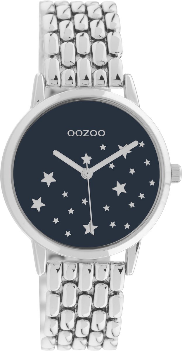 OOZOO Timpieces - zilverkleurige horloge met zilverkleurige roestvrijstalen armband - C11026