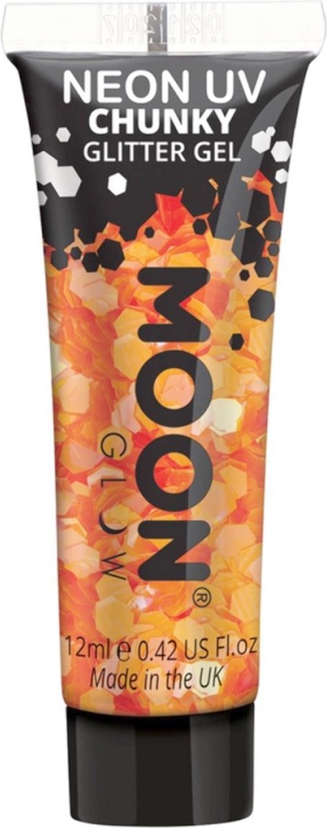 Moon Creations Glitter Makeup Moon Glow - Neon UV Chunky Glitter Gel Oranje