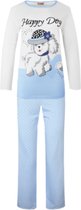 Dames pyjamaset met hondenafbeelding M 38-40 lichtblauw